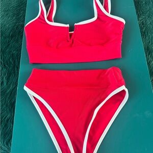 LainSnow Red and White Bikini Set